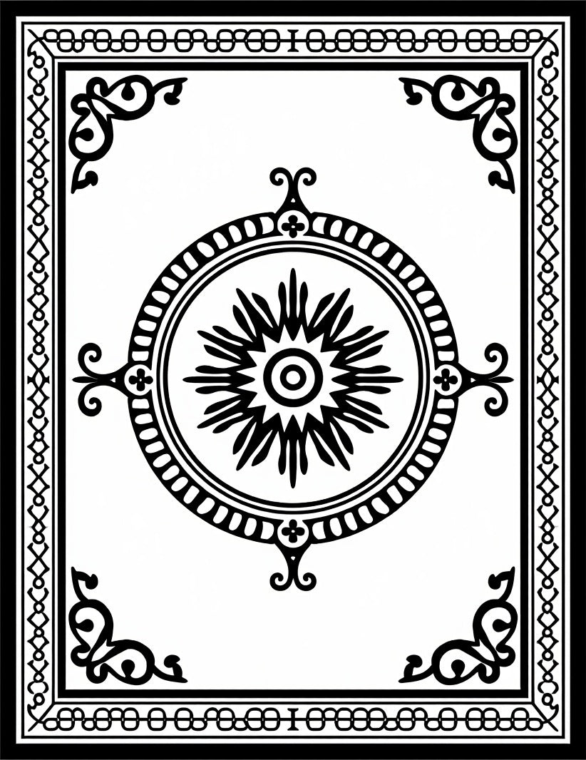 Classic Round Medallion Border Design Rug