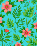 Vibrant Floral Leaf Pattern Textile Art Rug