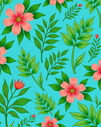 Vibrant Floral Leaf Pattern Textile Art Rug