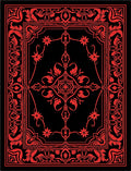 Ornate Red Floral Scroll Pattern Rug