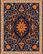 Orange Blossom Swirl Pattern Rug