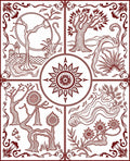 Crimson Sun Tree Nature Quarters Rug