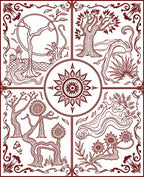 Crimson Sun Tree Nature Quarters Rug