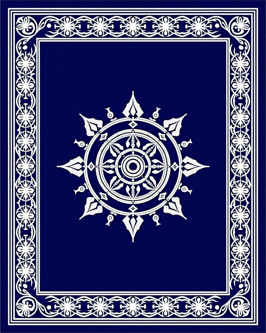 Ornate Mandala Geometric Border Design Rug