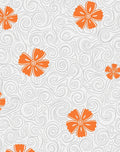 Floral Swirls Orange Gray Pattern Rug