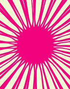 Radiating Lines Vivid Pink Pattern Rug