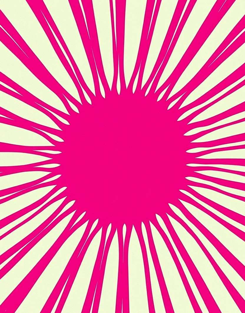 Radiating Lines Vivid Pink Pattern Rug
