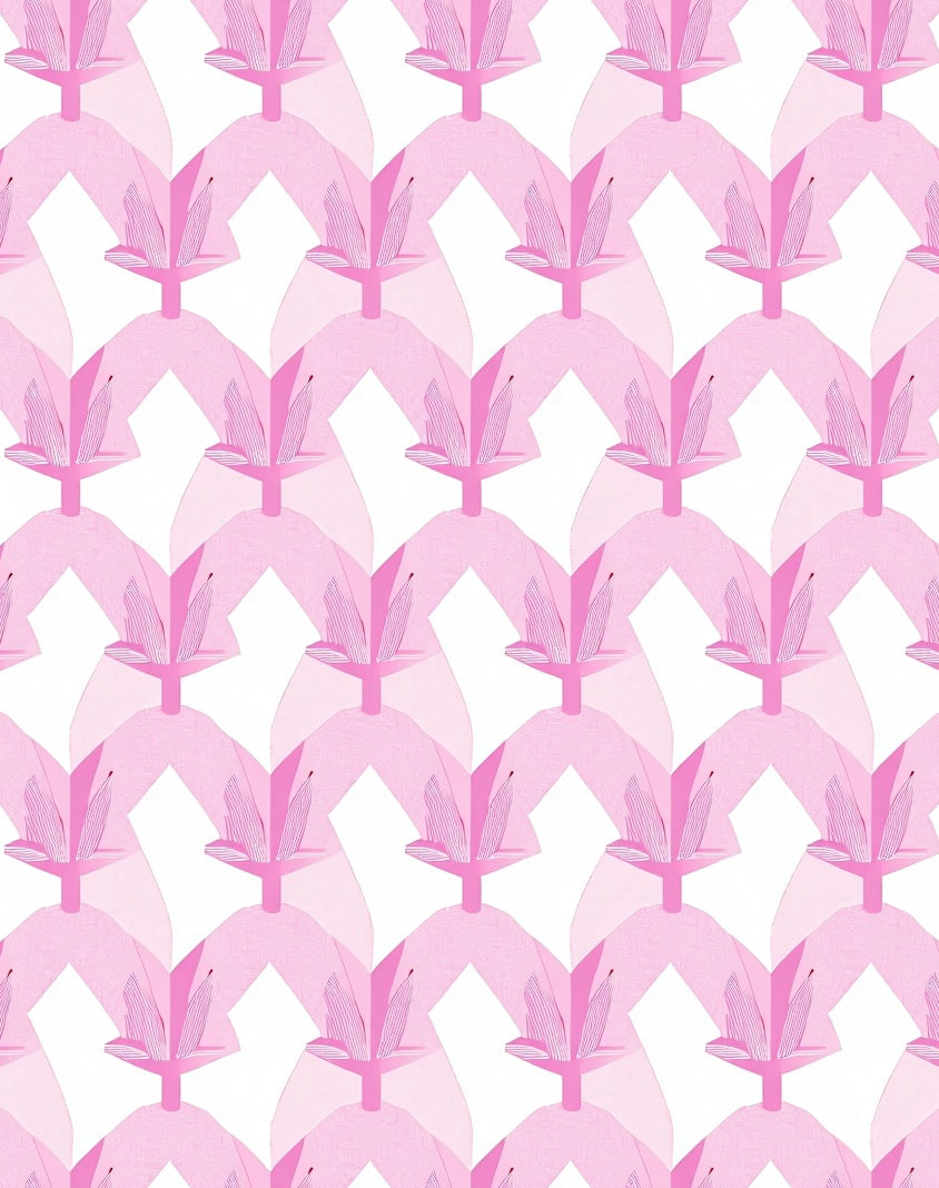 Pink Floral Geometric Pattern Rug