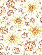 Whimsical Orange Pumpkin Starburst Halloween Rug