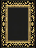 Elegant Black Gold Floral Frame Rug