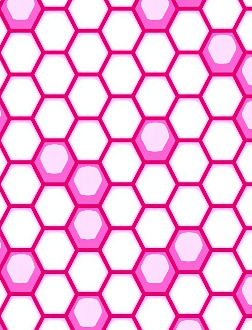 Pink Hexagon Geometric Honeycomb Design Rug