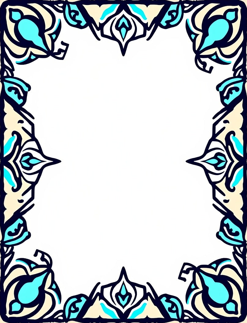 Blue Orchid Swirl Border Pattern Rug