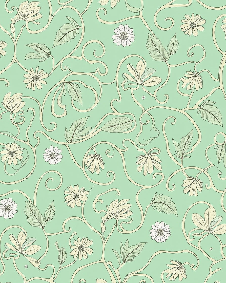 Whimsical Floral Vine Patterned Rug
