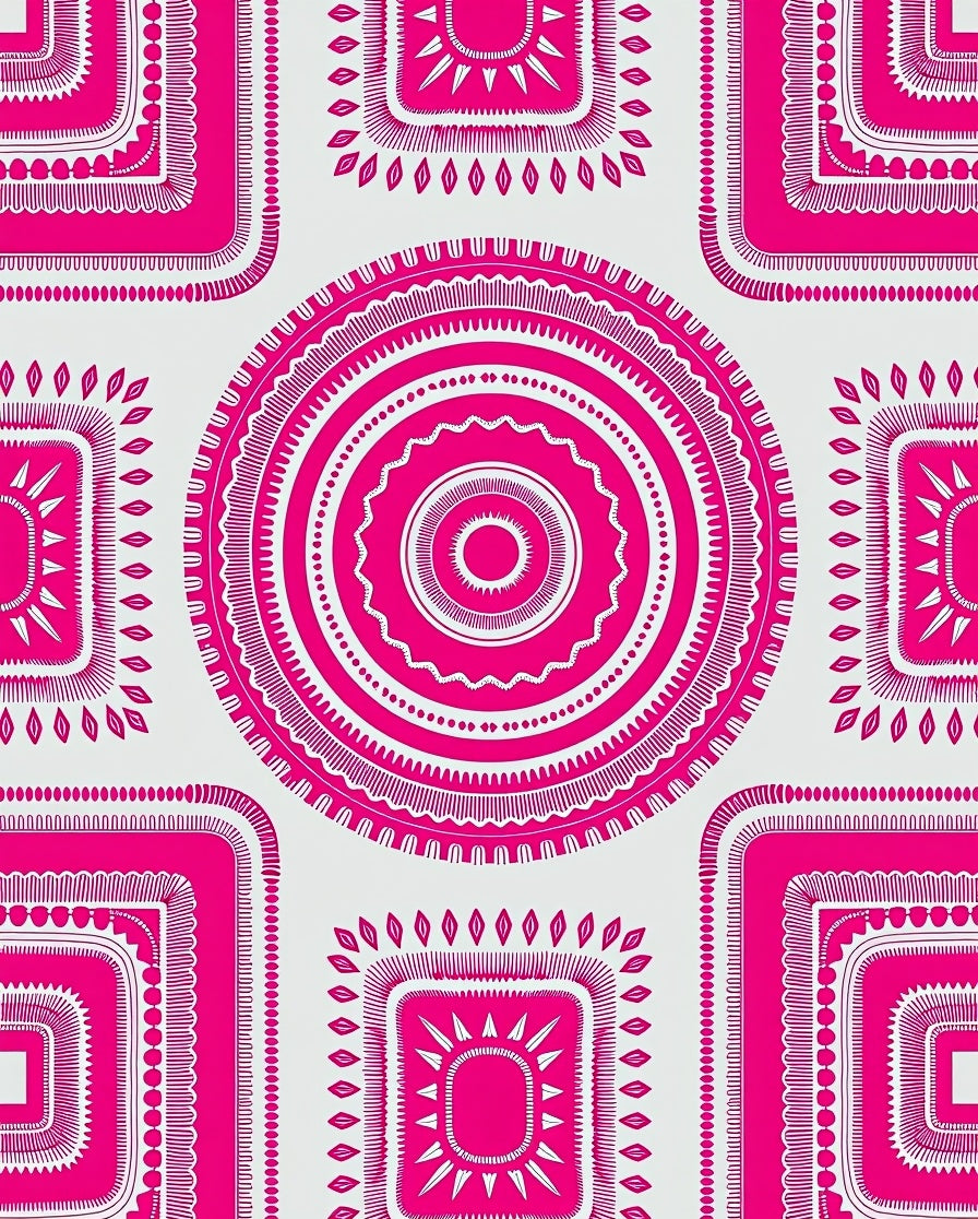 Vibrant Pink Geometric Pattern Design Rug