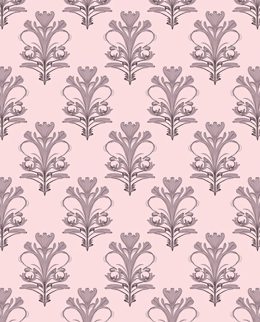 Elegant Pink Floral Damask Rug