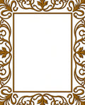 Ornate Gold Leaf Scroll Border Design Rug