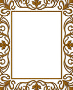 Ornate Gold Leaf Scroll Border Design Rug