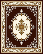Ornate Floral Centerpiece With Border Rug