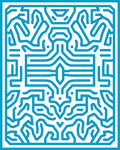 Blue Geometric Circuit Board Pattern Rug