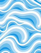 Abstract Blue Wave Pattern Rug