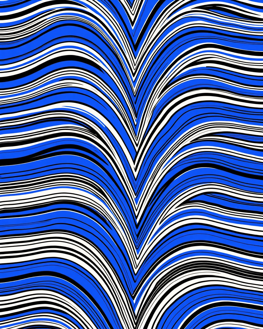 Vibrant Blue Wave Pattern Design Rug
