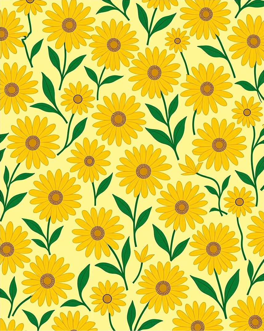 Cheerful Yellow Daisy Floral Pattern Rug
