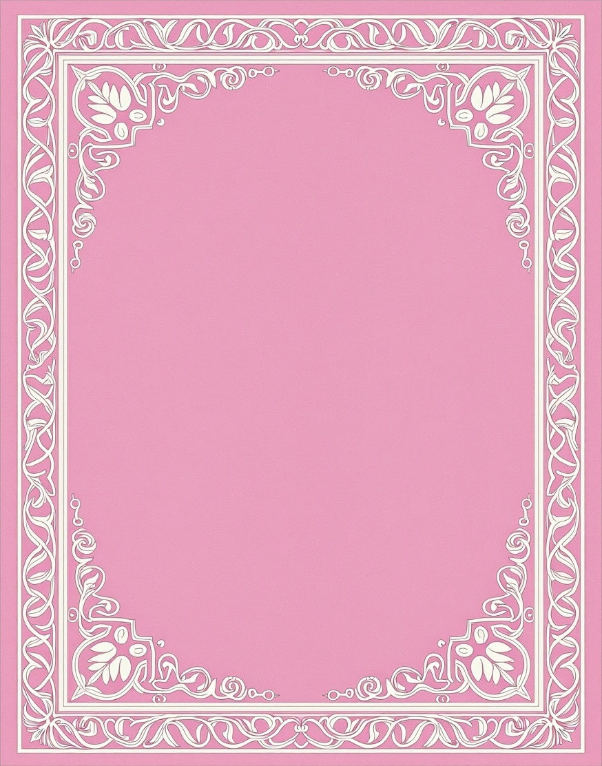 Ornate Floral Scroll Border Design Rug