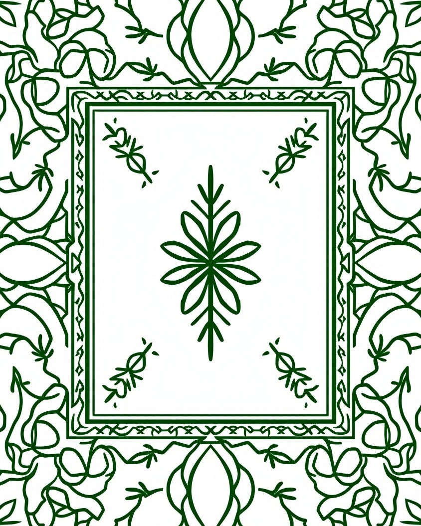 Green Floral Medallion Bordered Design Rug
