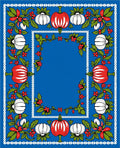 Vivid Blue Botanical Pumpkin Frame Rug