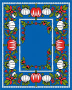 Vivid Blue Botanical Pumpkin Frame Rug