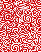 Crimson White Scroll Swirls Rug