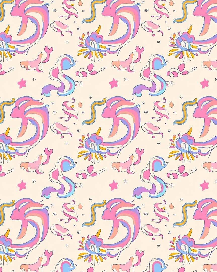 Whimsical Pastel Creatures Abstract Pattern Rug