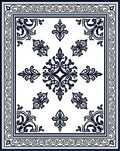 Ornate Black And White Floral Pattern Rug