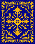 Classic Blue Gold Floral Medallion Rug