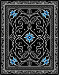 Bold Blue Flourish Floral Design Rug