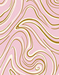 Pink Swirl Gold Accented Swirl Pattern Rug