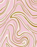 Pink Swirl Gold Accented Swirl Pattern Rug