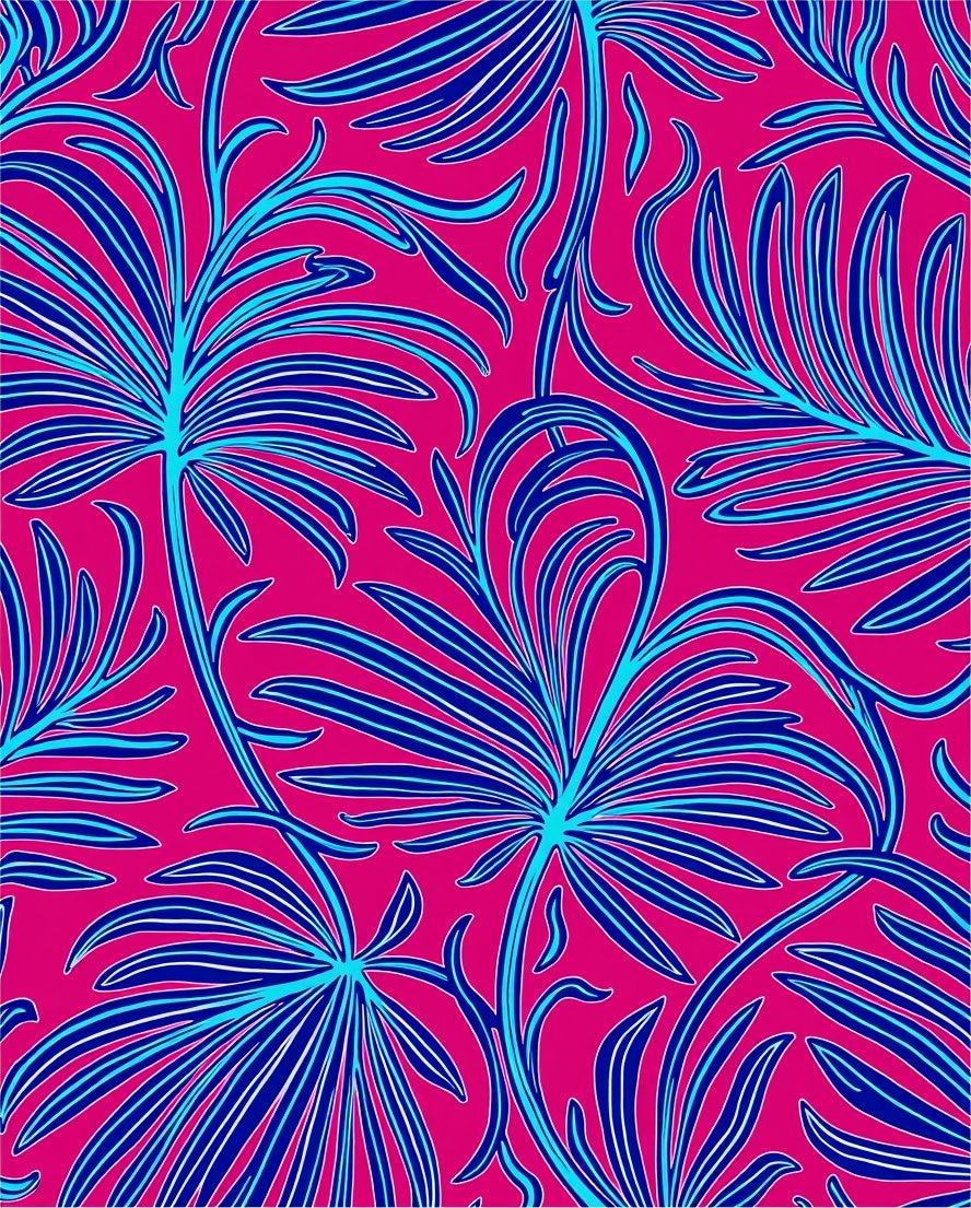 Tropical Leaf Patterned Vivid Rug