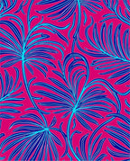 Tropical Leaf Patterned Vivid Rug