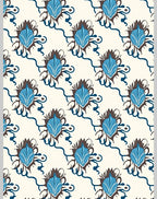 Blue Floral Swirl Pattern Rug