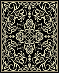 Elegant Black Ivory Scroll Pattern Rug