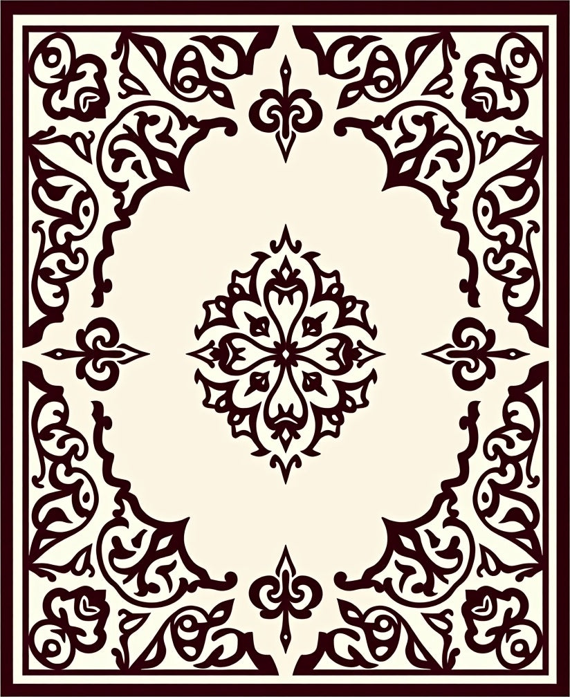 Intricate Scrollwork Filigree Medallion Rug