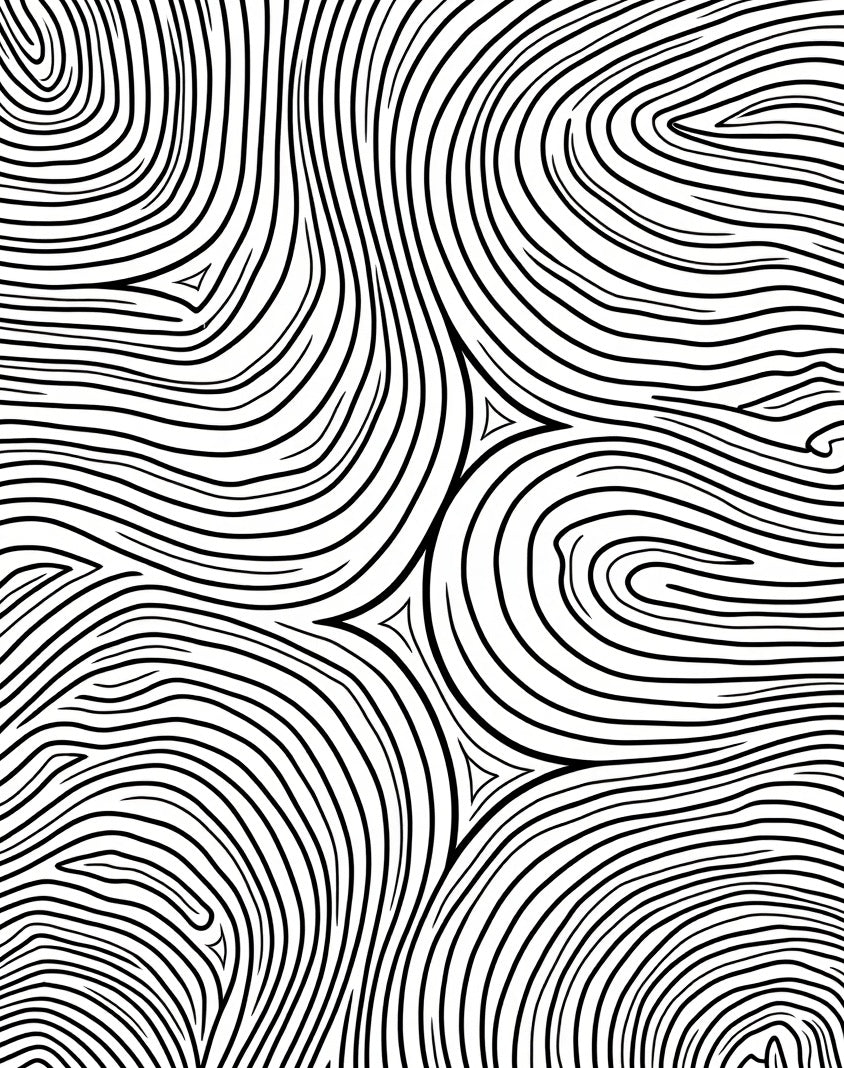 Abstract Black White Wavy Contour Rug