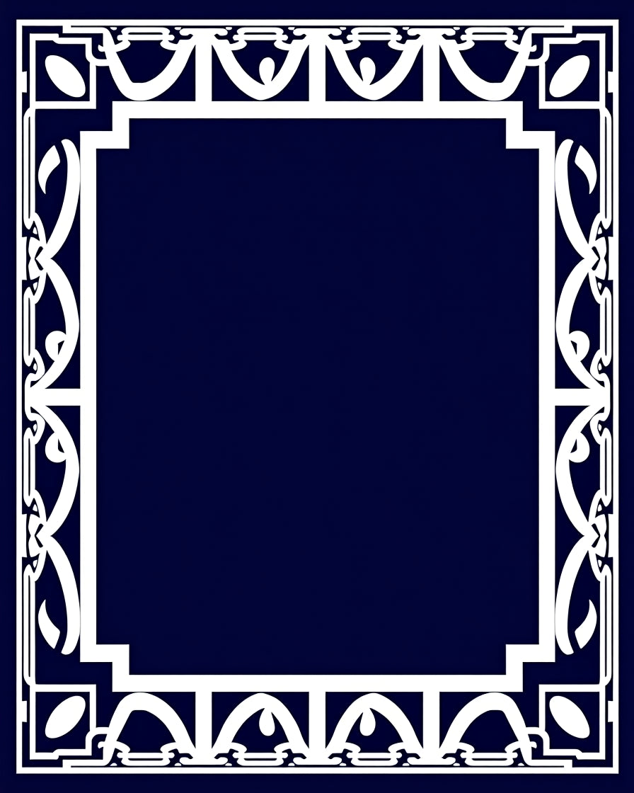 Classic White Scroll Border Rug