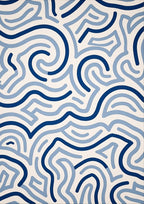 Abstract Blue Swirls Pattern Rug