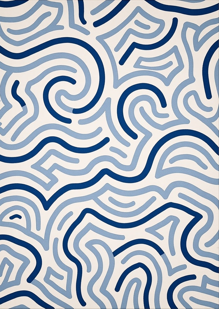 Abstract Blue Swirls Pattern Rug
