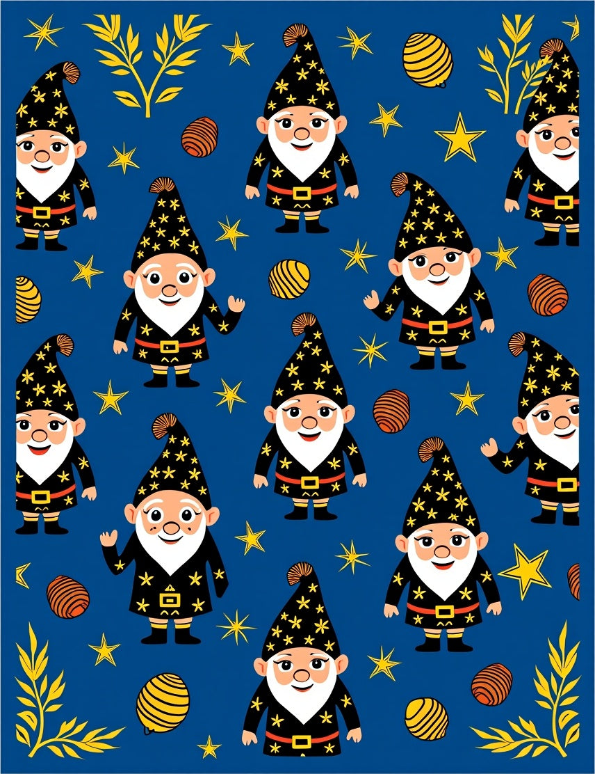 Whimsical Gnome Stars Blue Rug