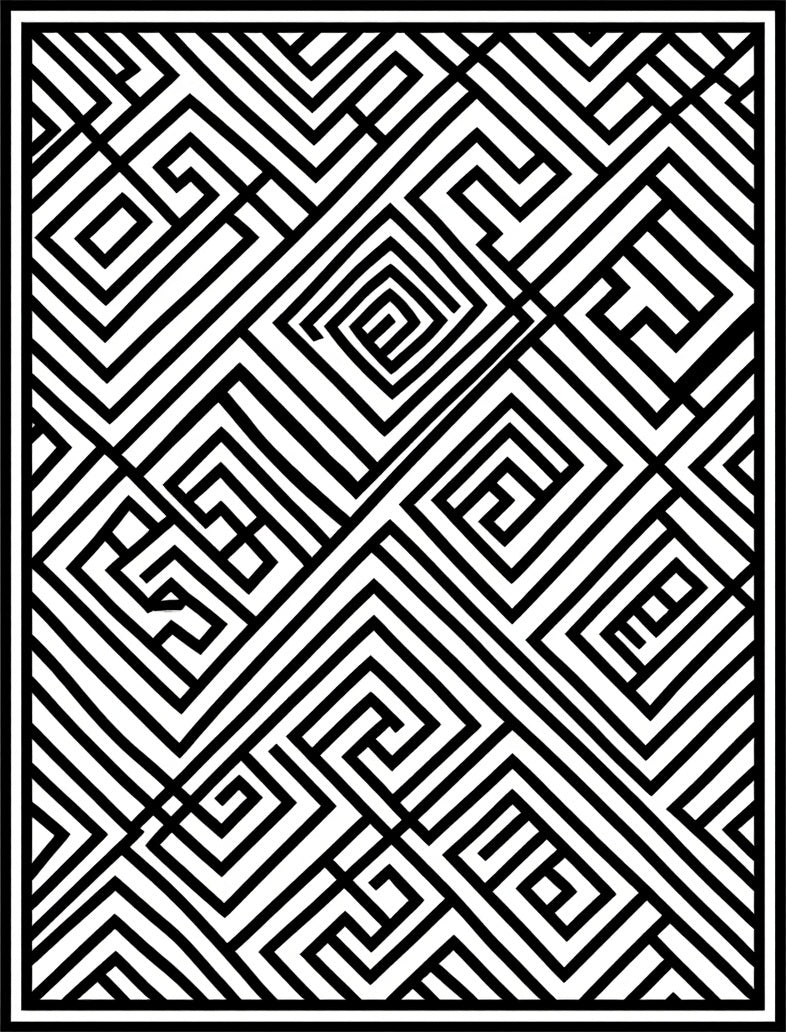 Geometric Maze Pattern Rug
