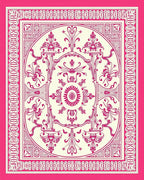 Elaborate Pink Floral Central Medallion Design Rug