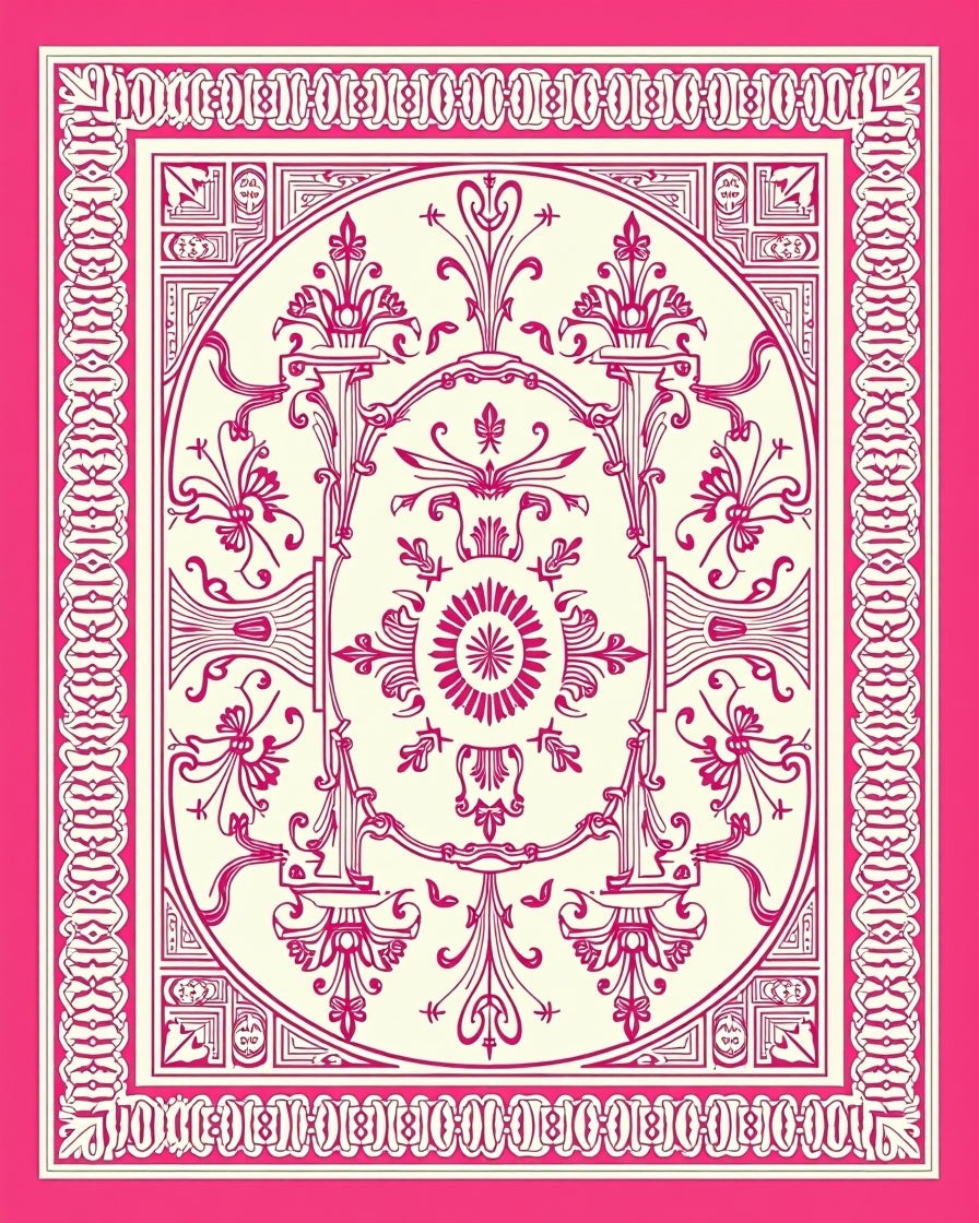 Elaborate Pink Floral Central Medallion Design Rug
